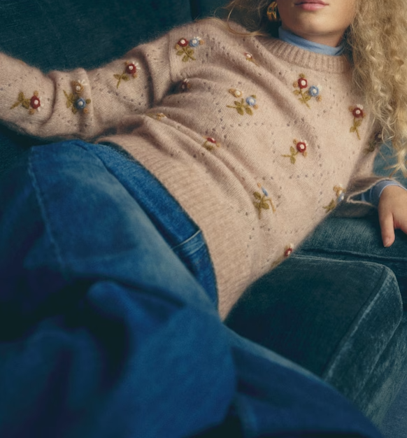 Printed knit sweater