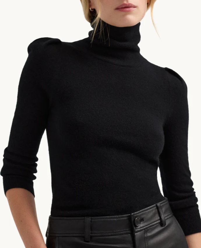 Pleated Cashmere Turtleneck