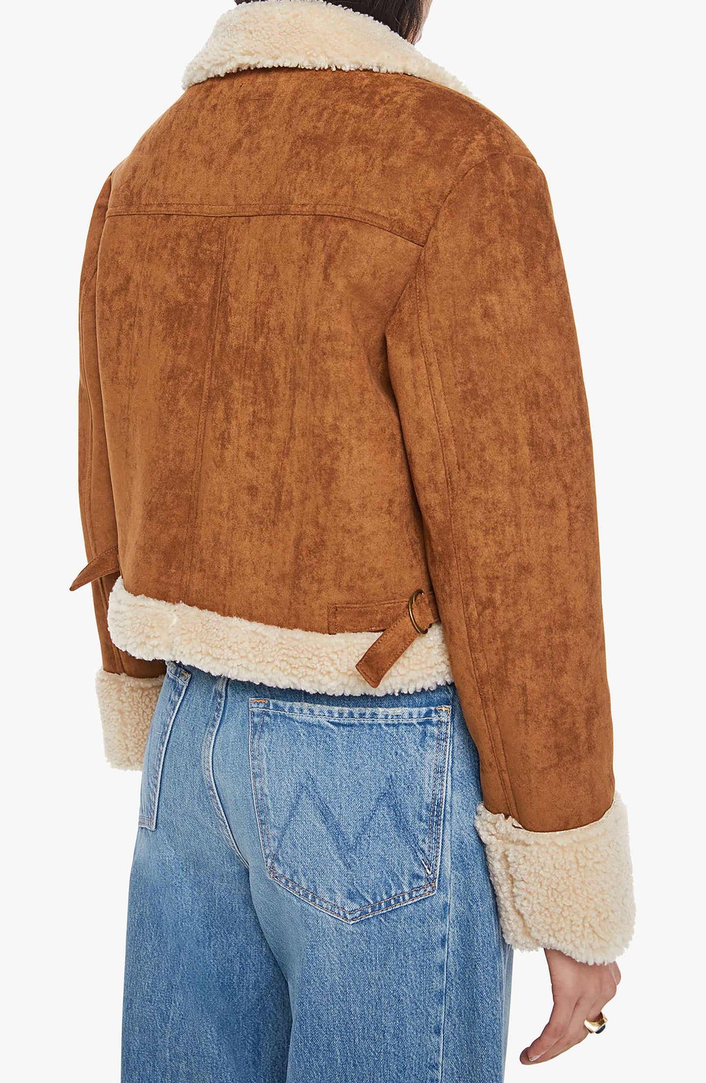 Faux Suede Faux Shearling Trim Jacket