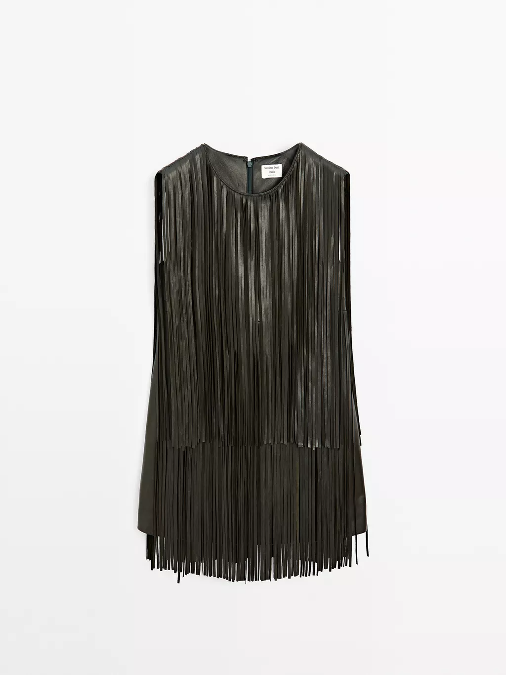 Short nappa leather dress with fringing
