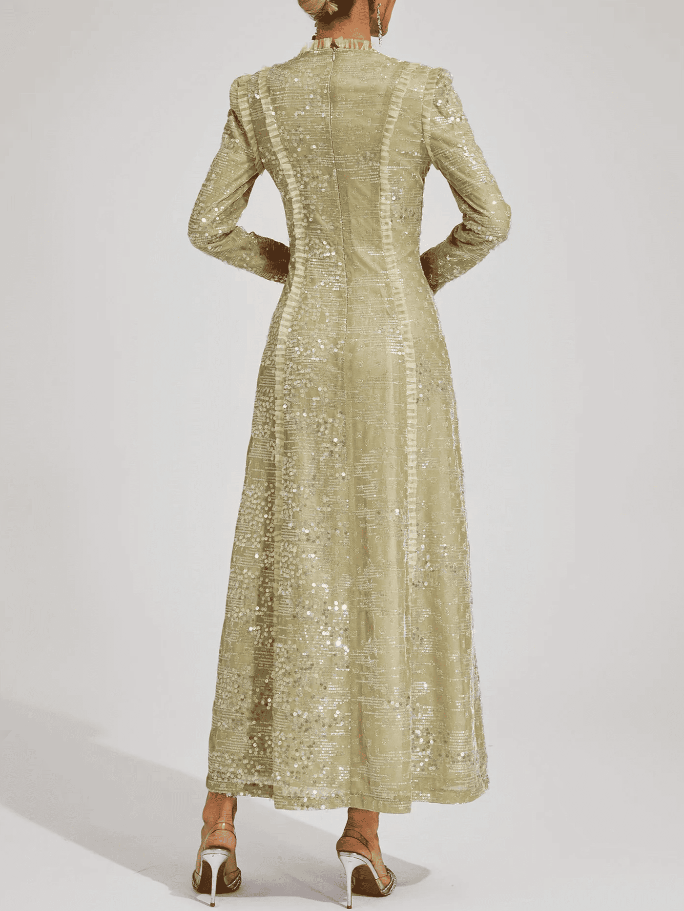 Apricot Sequin Maxi Dress