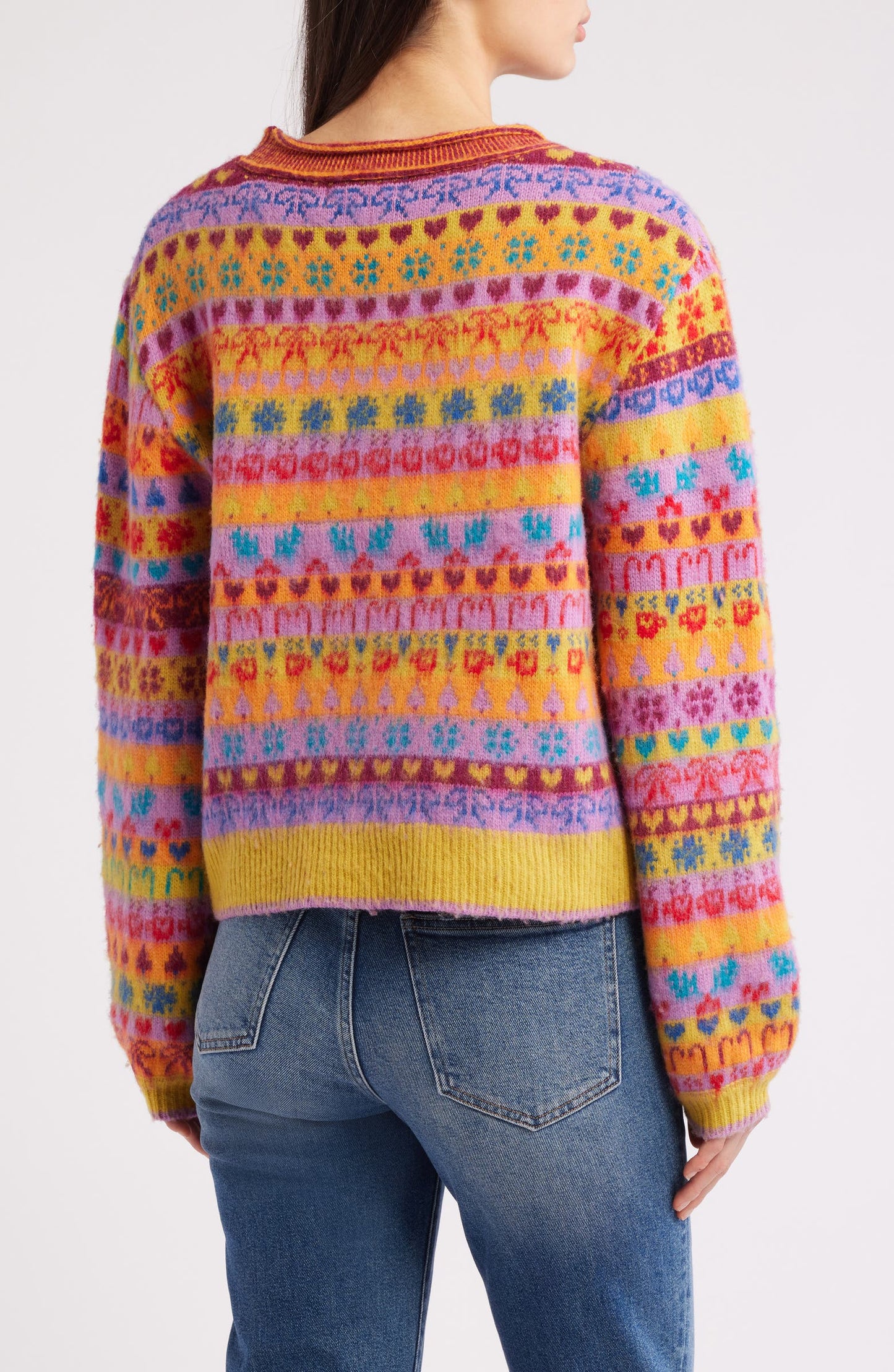 Multi-color printed knit sweater