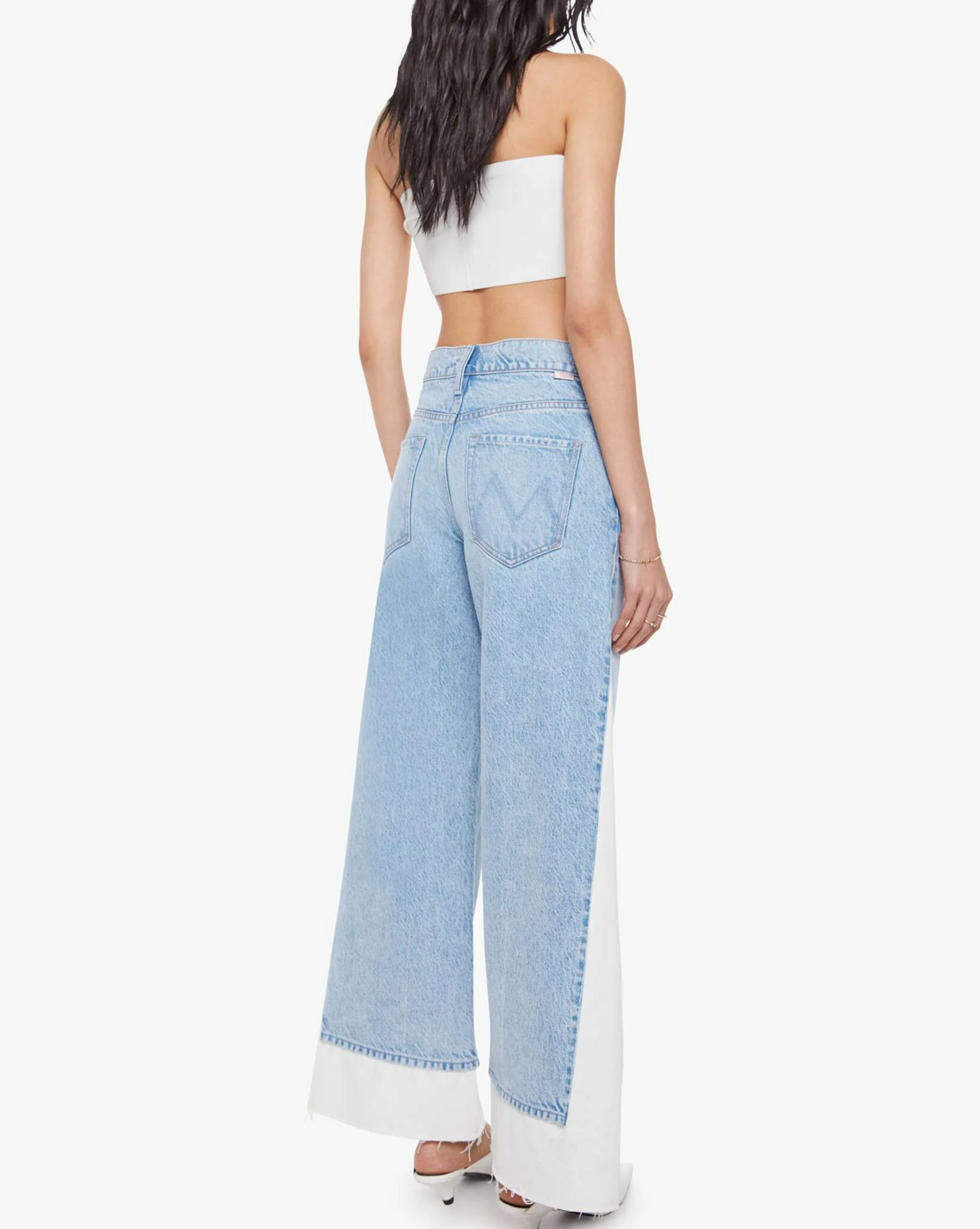 Patchwork White Denim Jeans