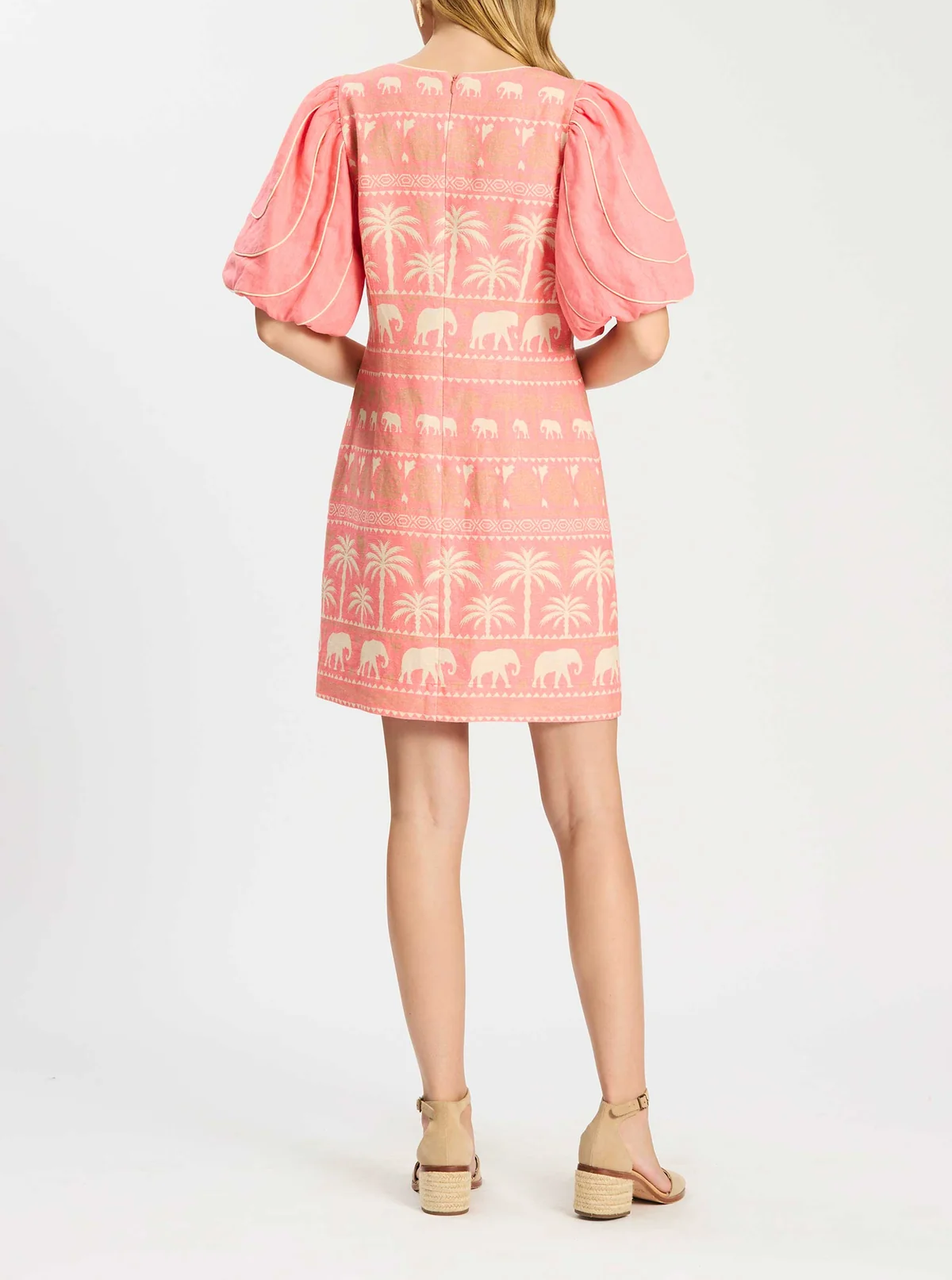 Elephant Print Puff Sleeve Dress