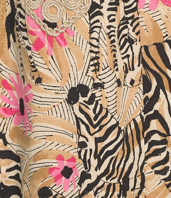 Print Notch Collar 3/4 Sleeve Maxi Dress