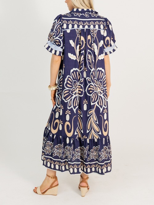 Scalloped Sleeve Midi Dress