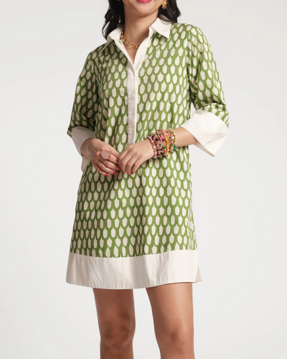 Front-buttoned printed dress