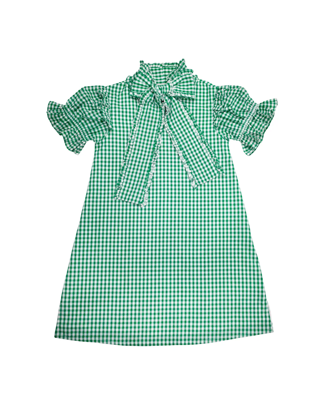 Bow-Tie Checked Straight Dress