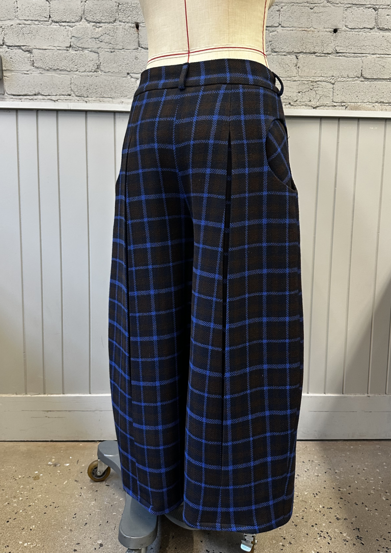 Checkered Pleated Wide-Leg Pants