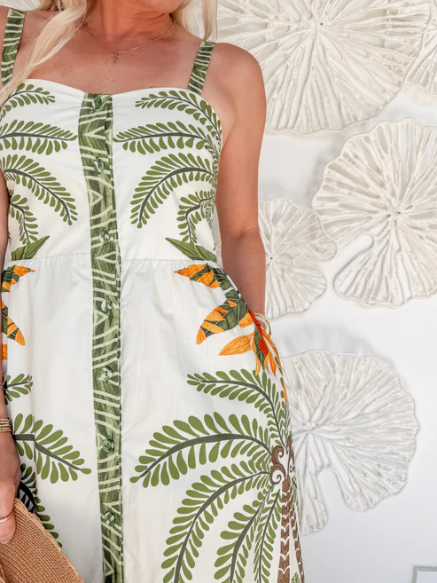 The Alaya Tropical Print Midi Dress