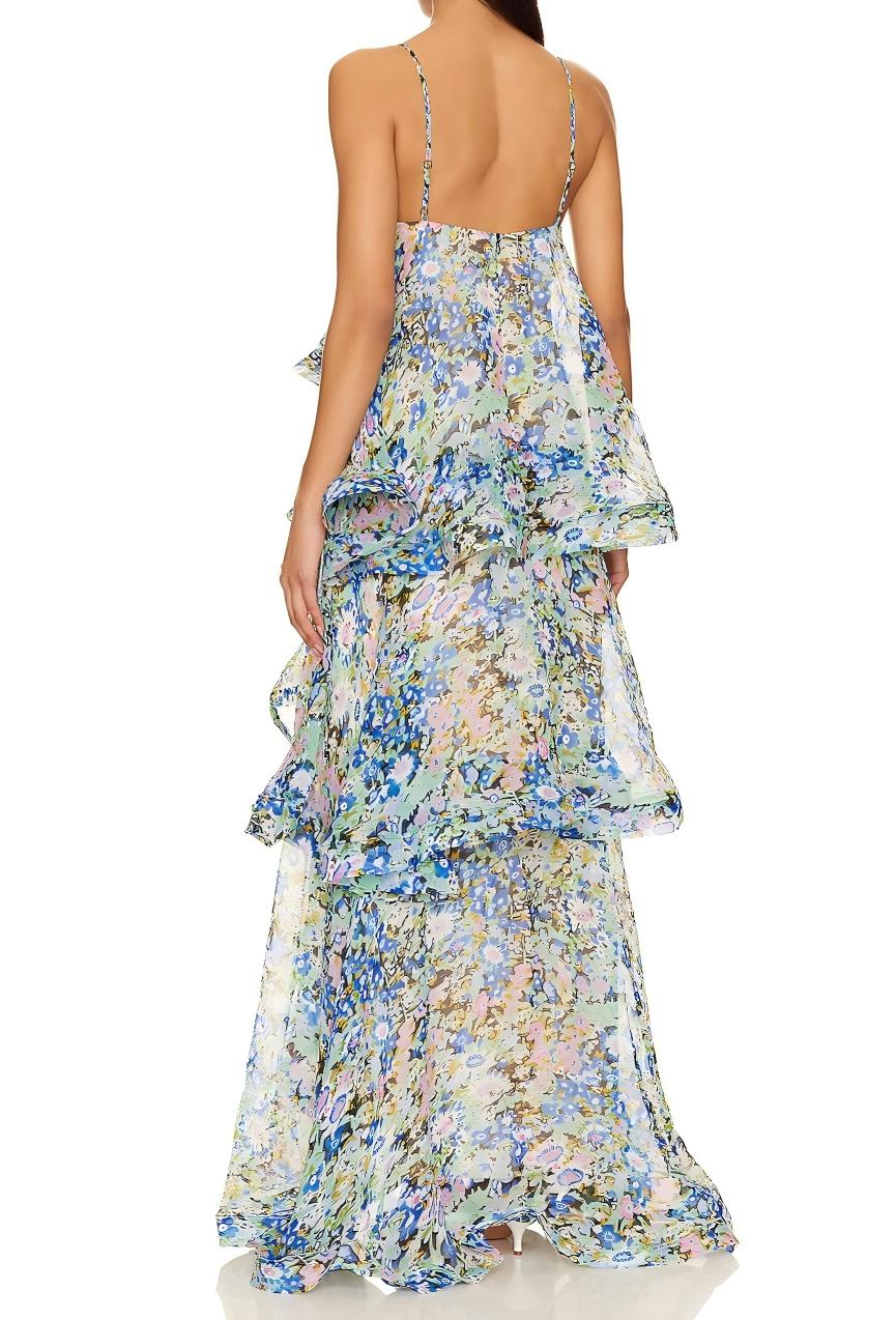 Layered Floral-Print Tiered Maxi Dress