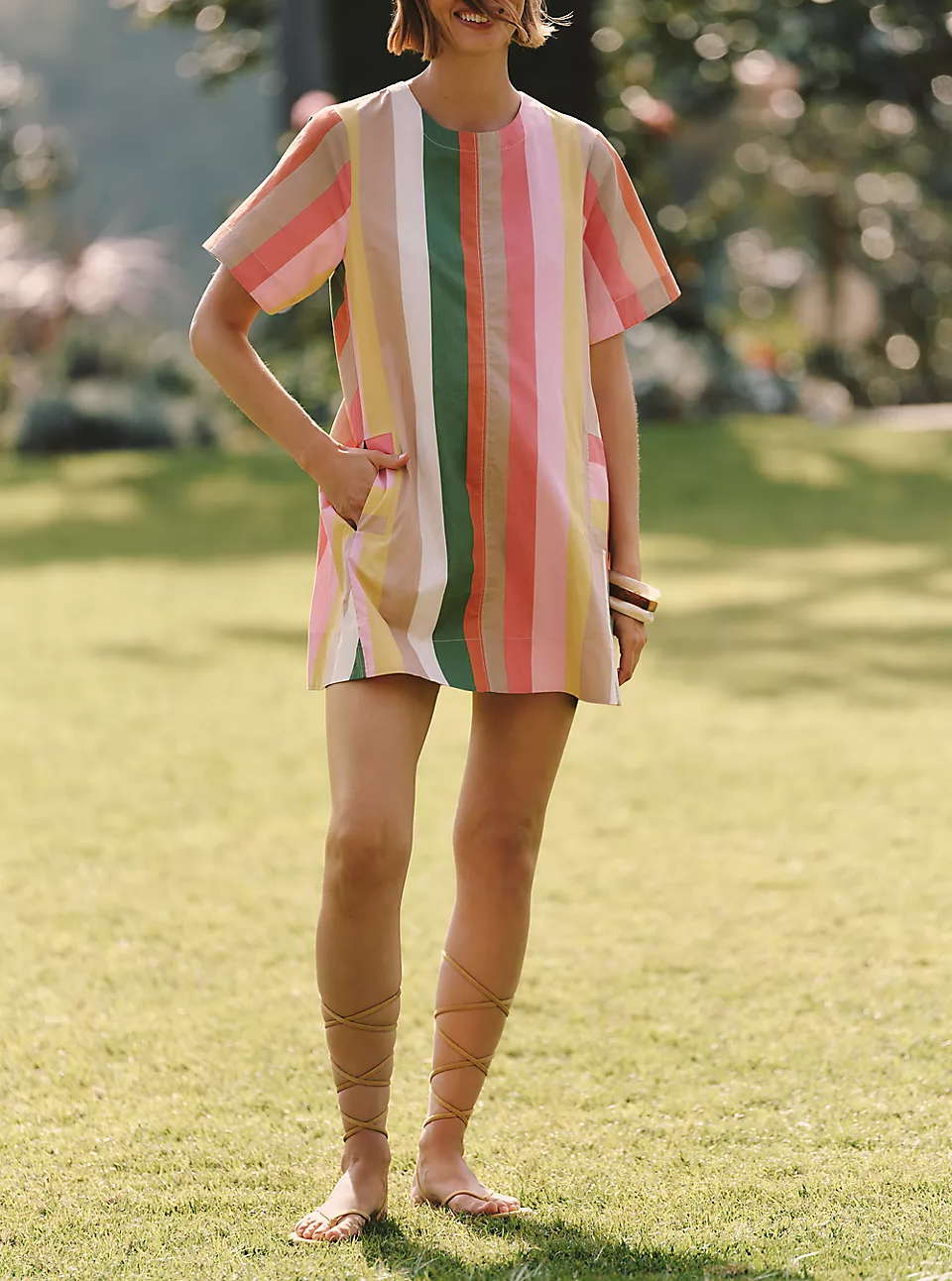 Short-Sleeve Swing Mini Dress