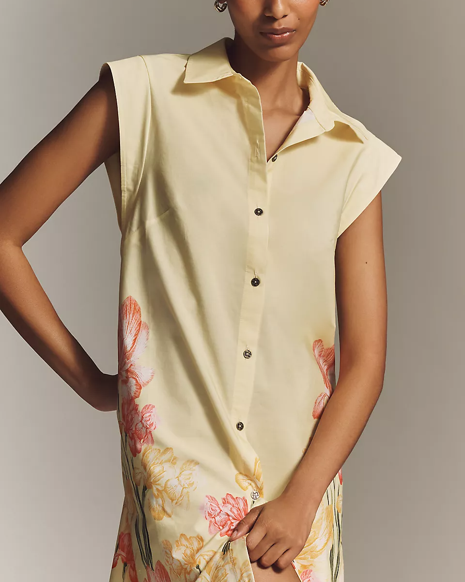 Button-Front Midi Dress