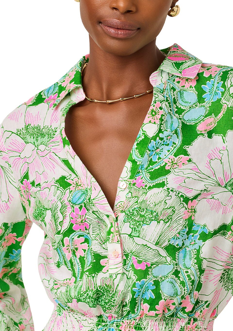 Linen Print Shirtdress
