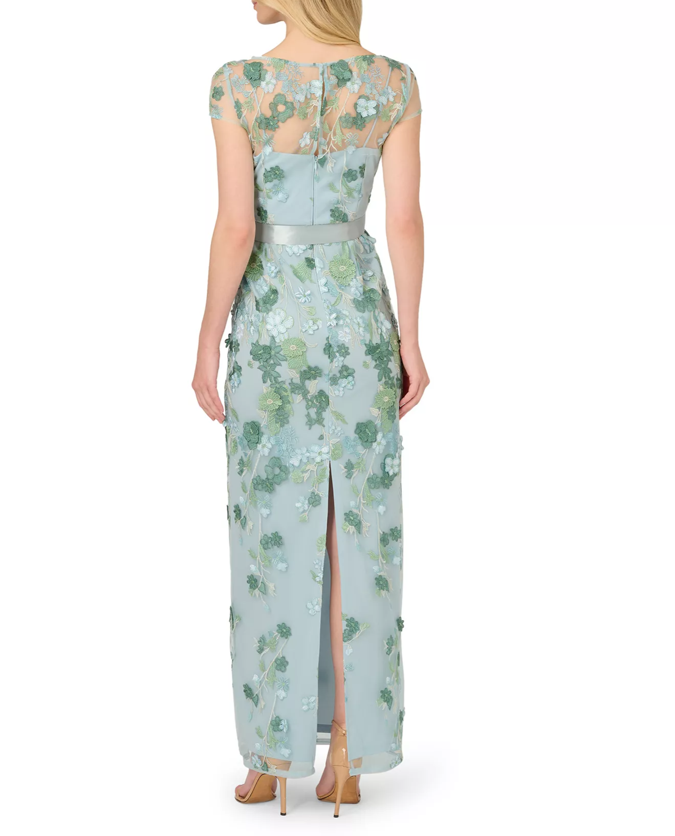 Floral Column Short-Sleeve Gown