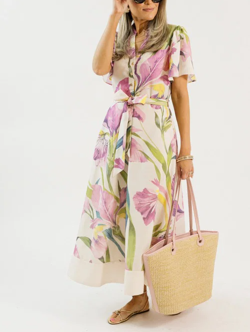 Botanic Maxi Dress, Pink Multi