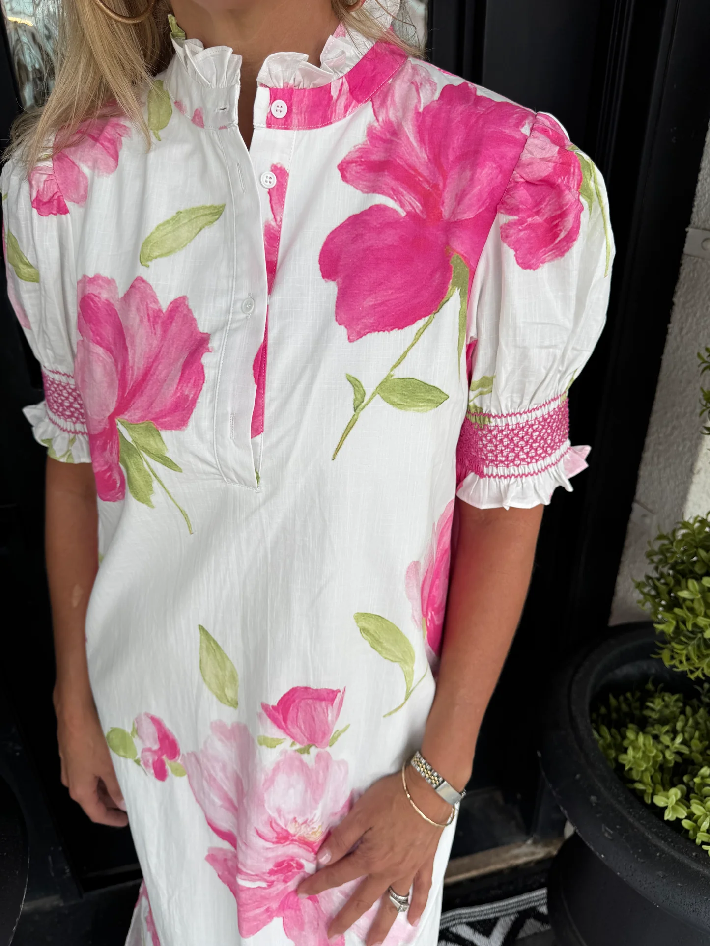 Puff Sleeves Printed maxi dress