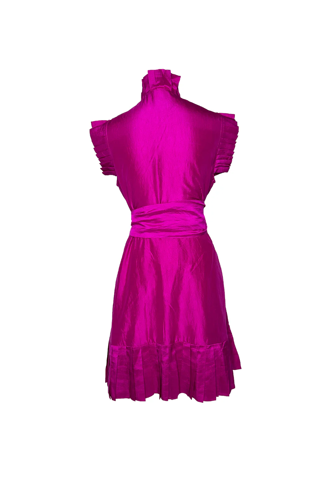 Pleated Sleeveless Flounce Mini Dress