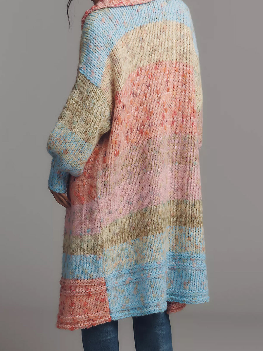 Collared Ombre Duster Sweater Cardigan