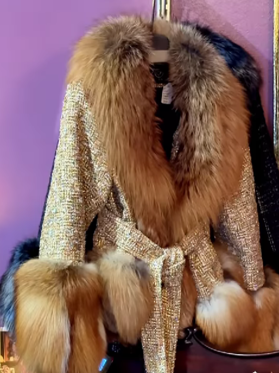 Tweed With Faux Fur Coat