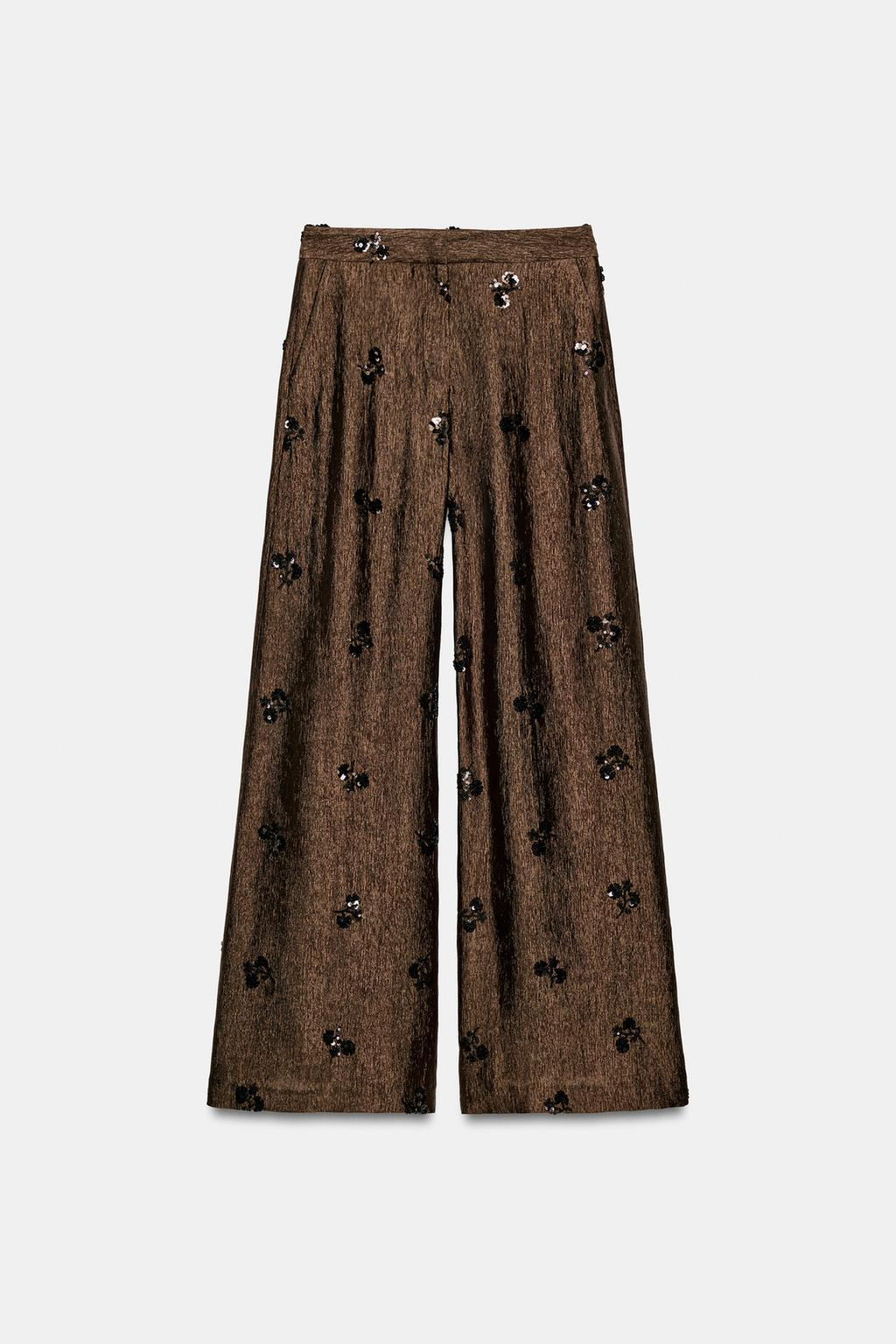 Sequin halter top + wide-leg pants set