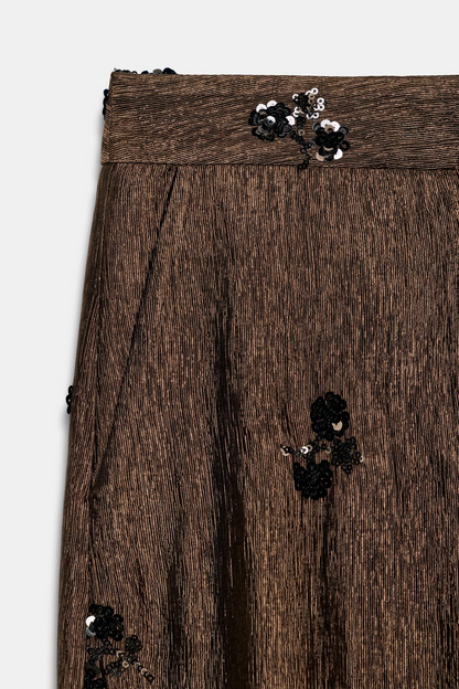 Sequin halter top + wide-leg pants set