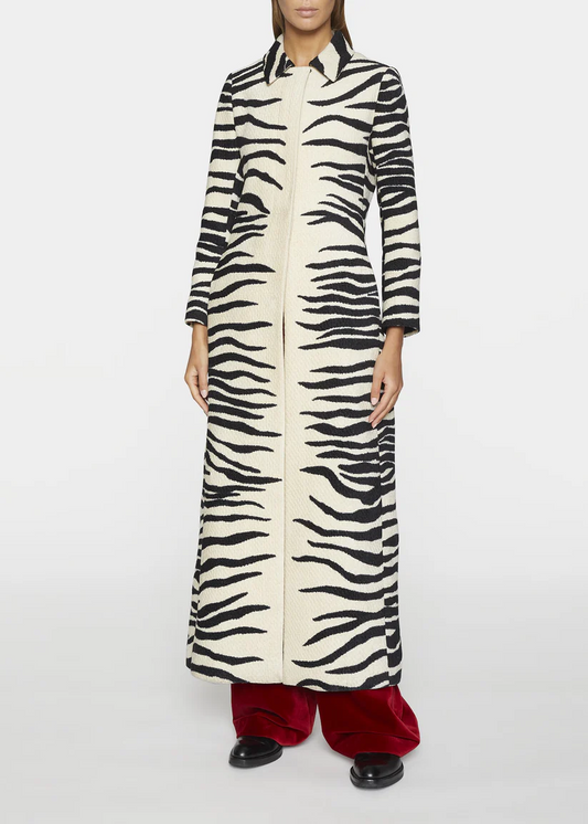 Zebra-stripe Chenille Coat