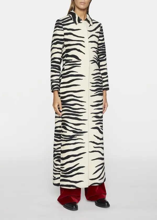 Zebra-stripe Chenille Coat
