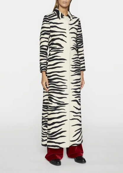 Zebra-stripe Chenille Coat