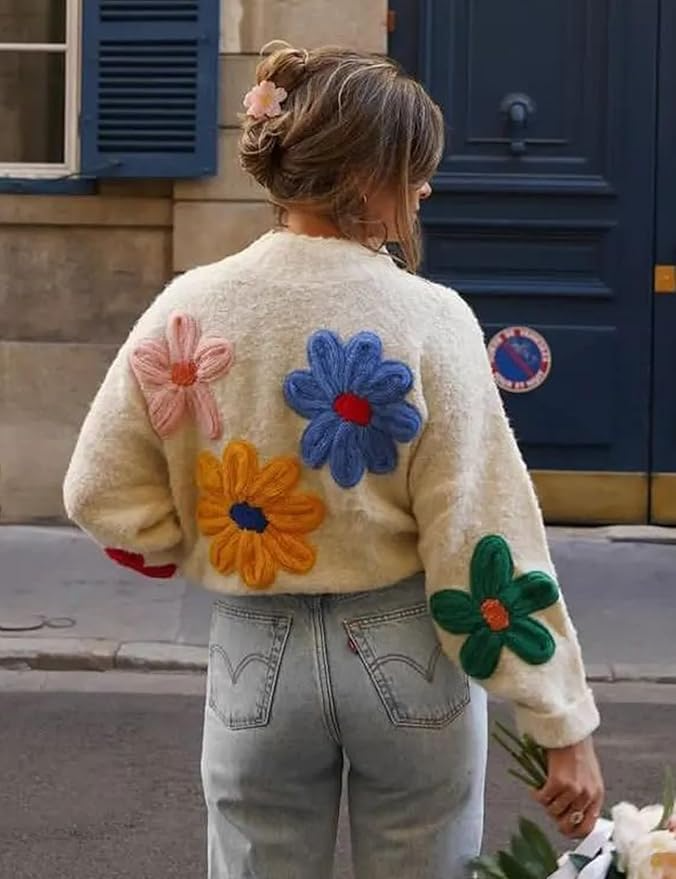 Cute Crochet Long Sleeve Knit Pullover Top for Fall and Winter