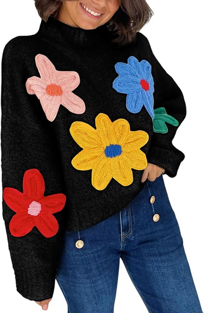 Cute Crochet Long Sleeve Knit Pullover Top for Fall and Winter