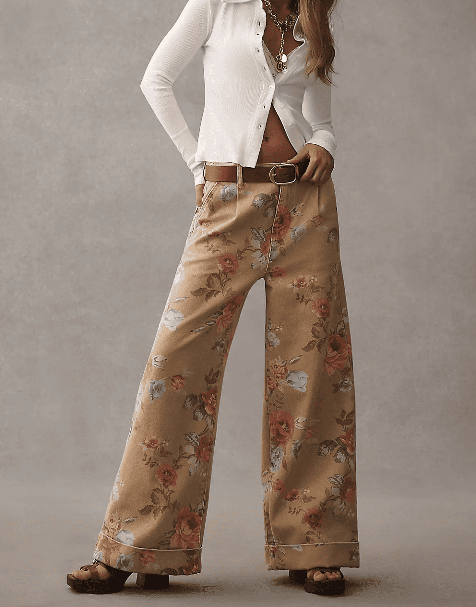 The  Double Hem High-Rise Wide-Leg Cuffed Jeans