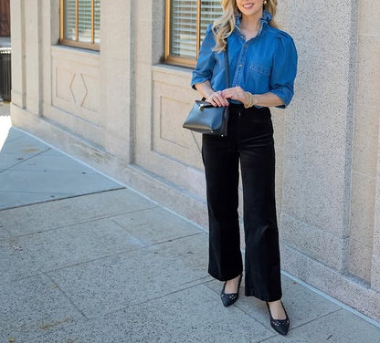 Lace Collar Denim Shirt