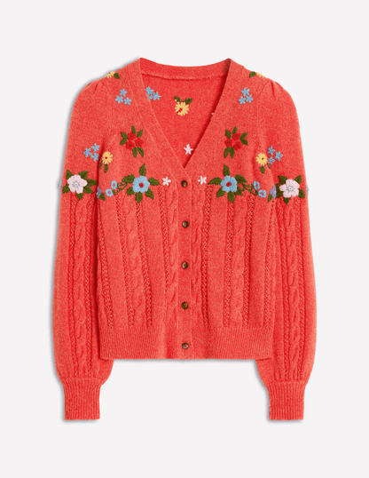 Fluffy Embroidered Cardigan