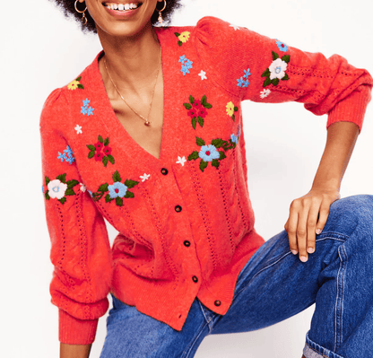 Fluffy Embroidered Cardigan