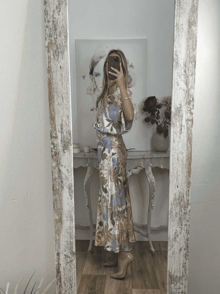 Beautiful Printed Silk Two-Piece Dress