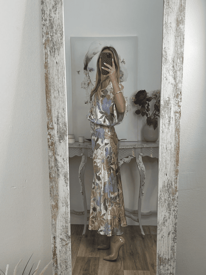 Beautiful Printed Silk Two-Piece Dress