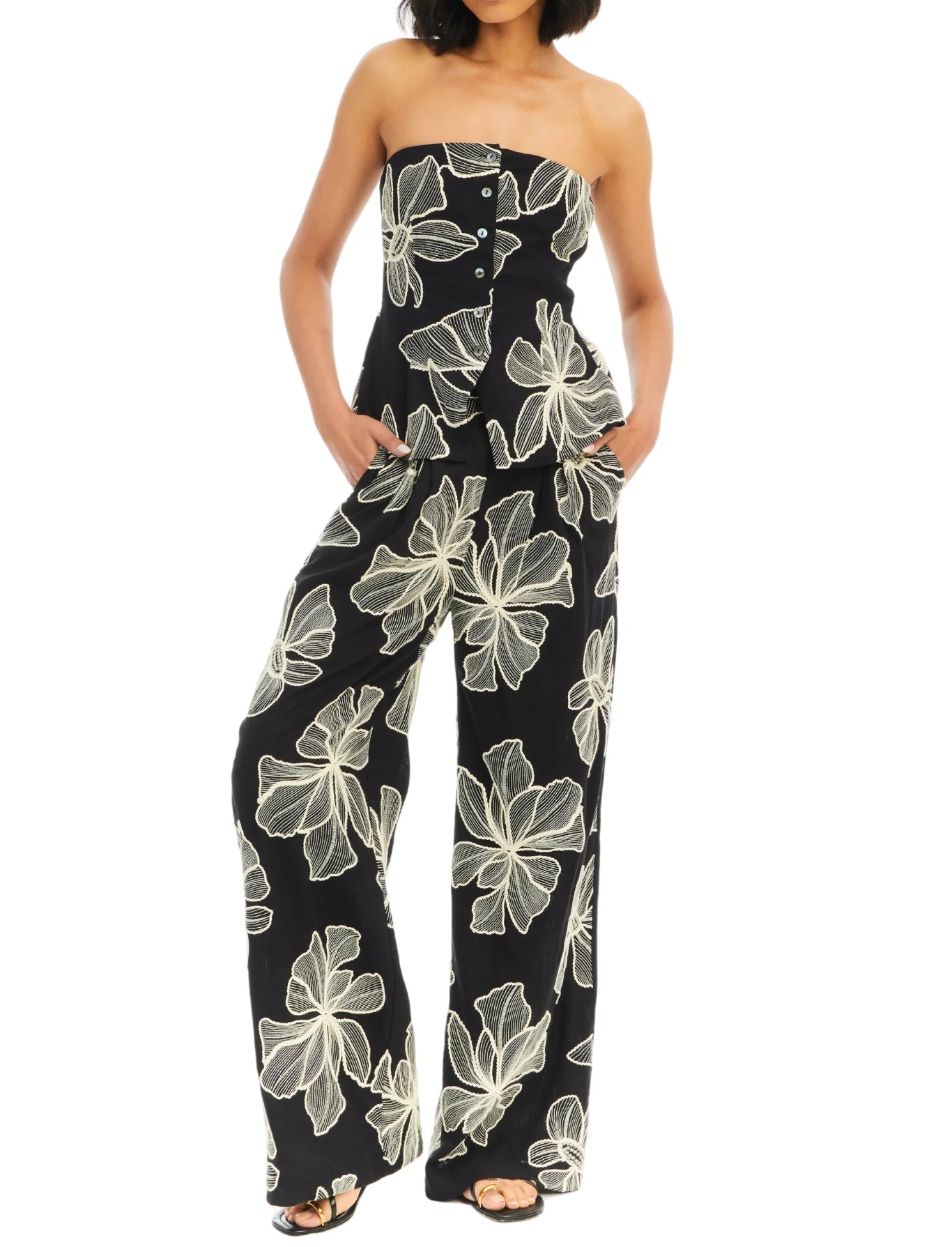 Elegant bustier pants two-piece set