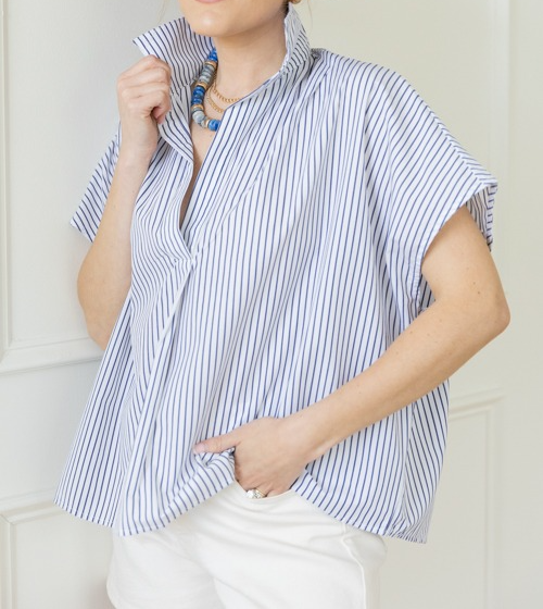 Classic Stripe Oversized Top, White