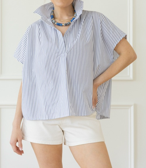 Classic Stripe Oversized Top, White