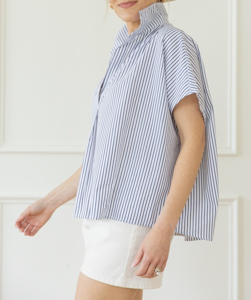 Classic Stripe Oversized Top, White