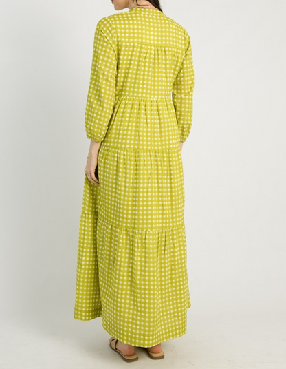 The Boho Maxi dress, Citron Check