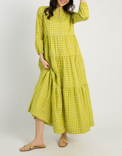 The Boho Maxi dress, Citron Check