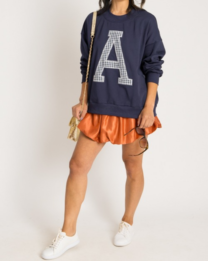 Gameday "A" French Terry Top Navy