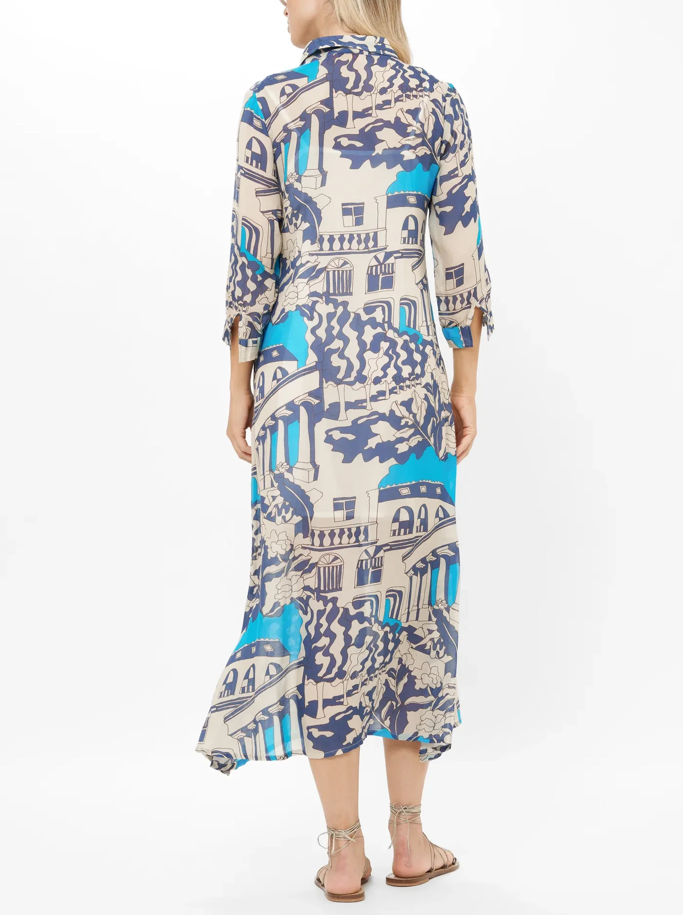 Print Shirt Dress Midi