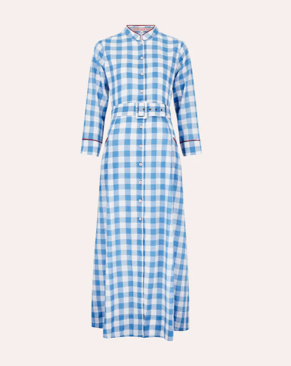 Checkered Coat Dress With Belt