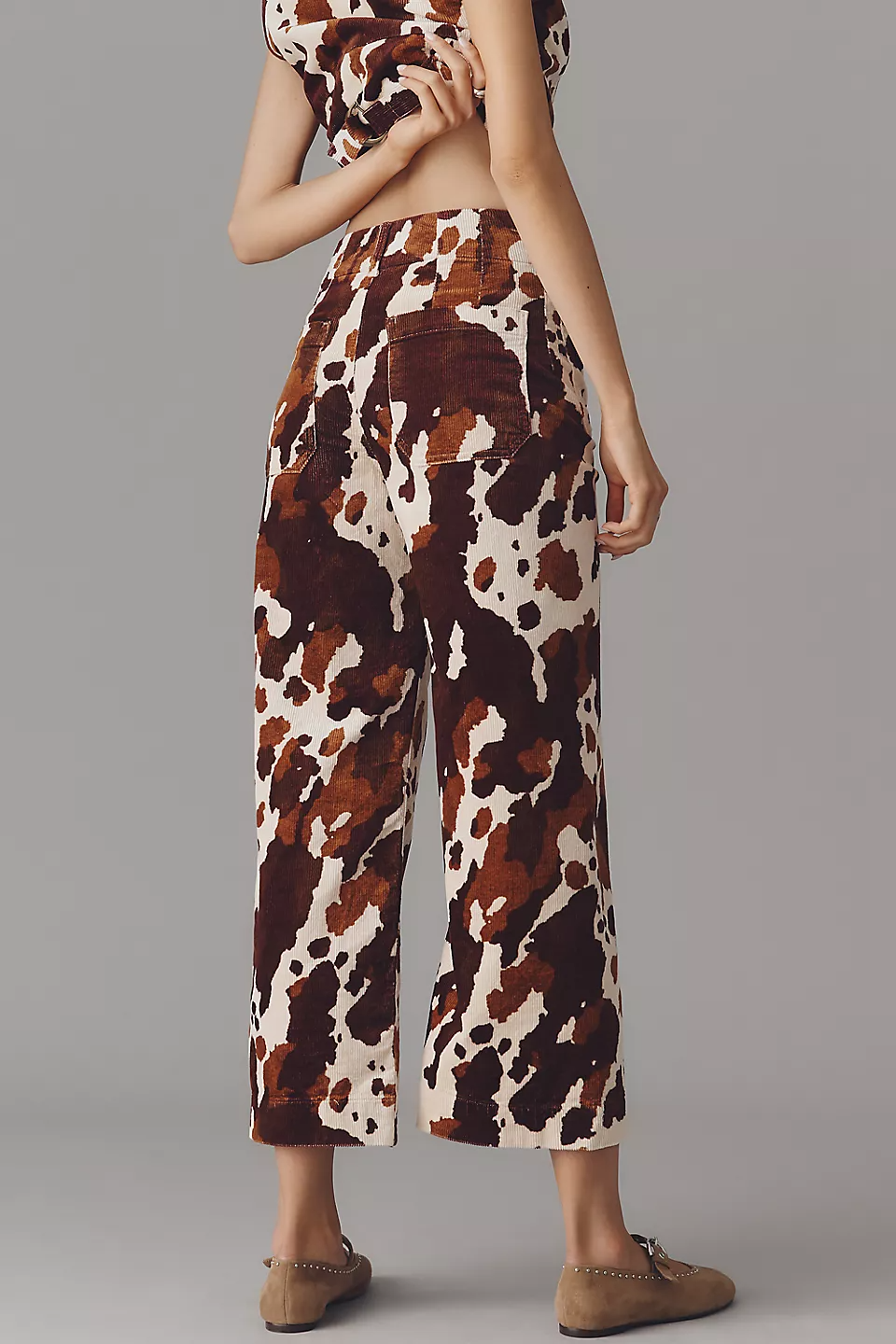 Corduroy cropped wide-leg pants