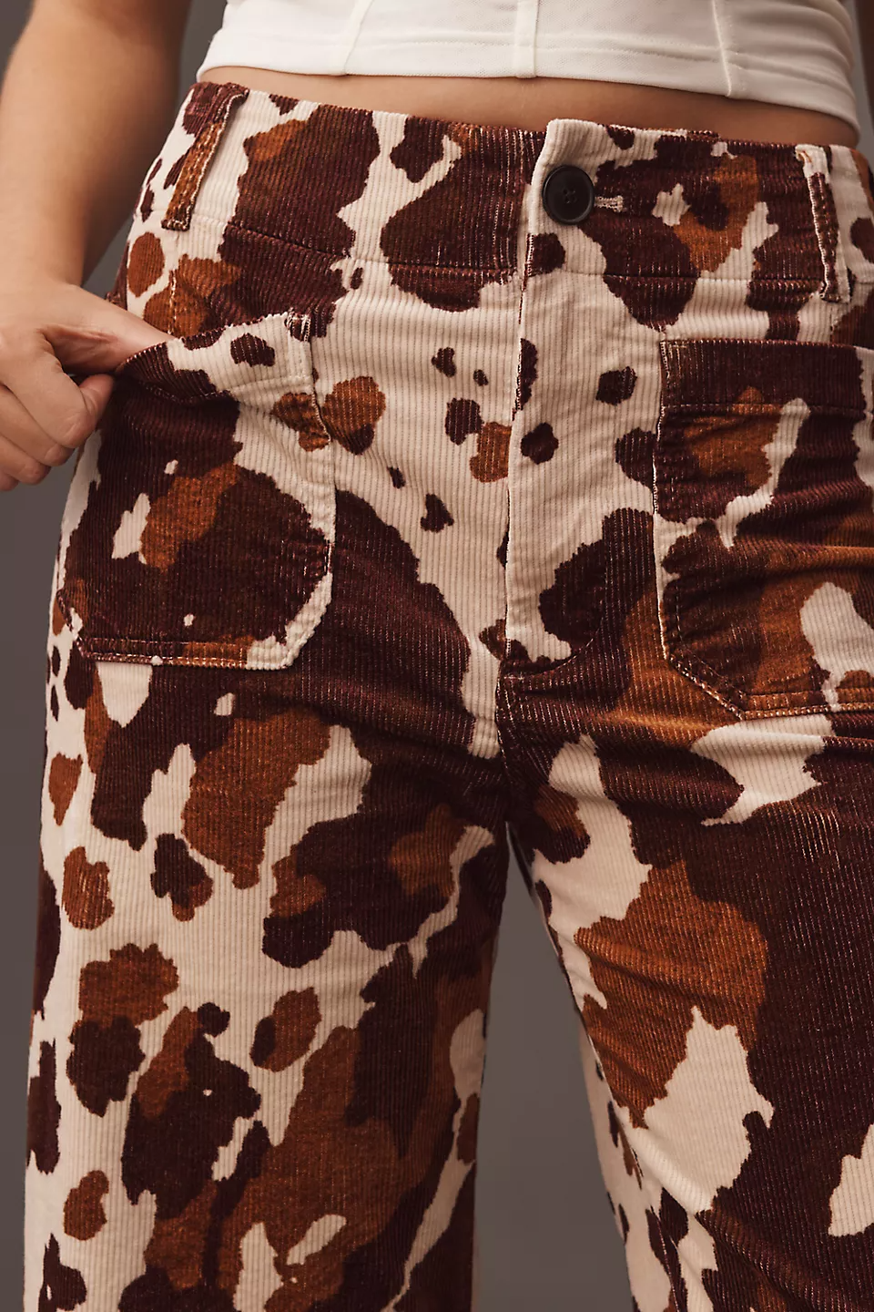 Corduroy cropped wide-leg pants