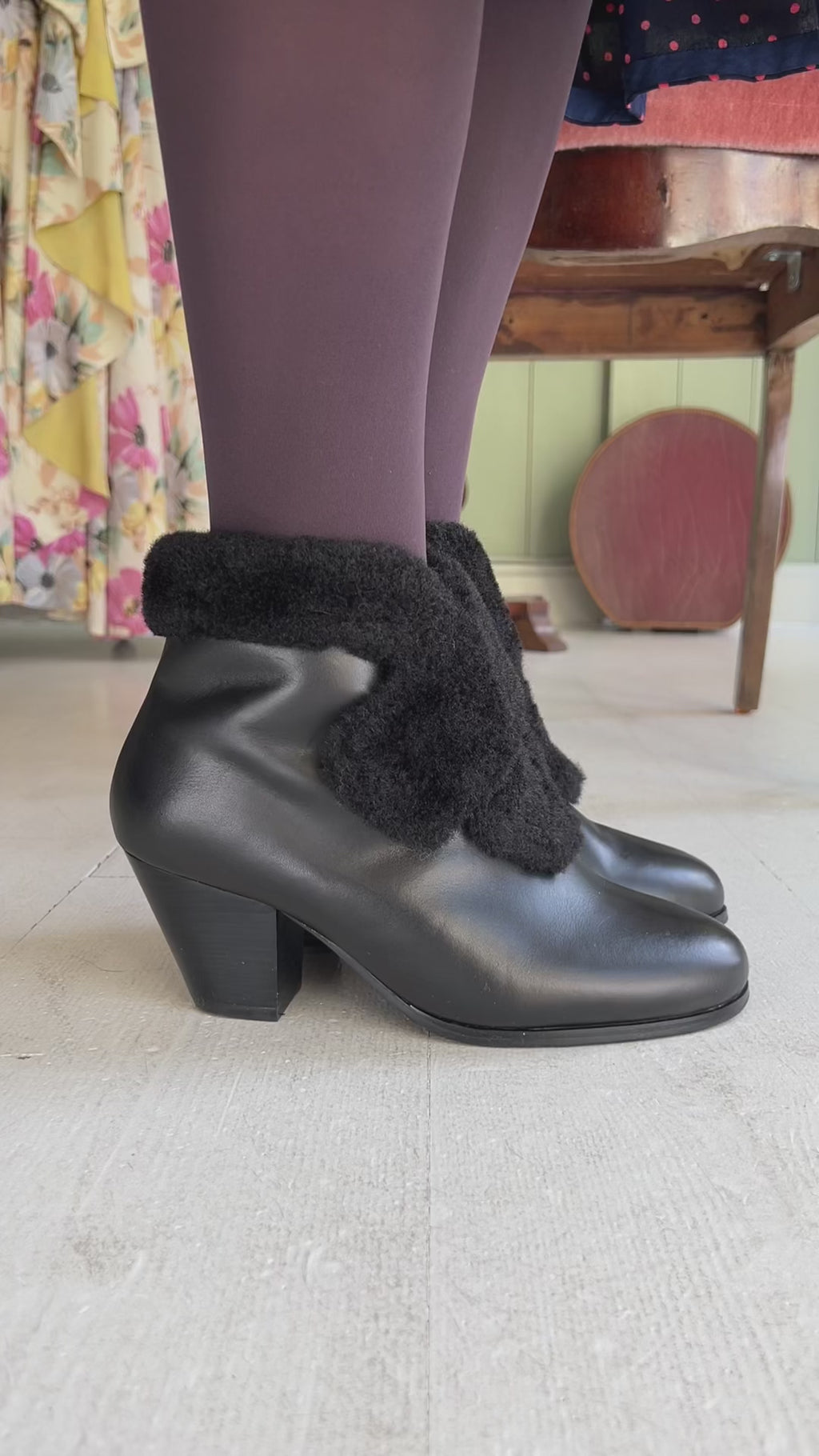 40s and 50s style pump booties with wool