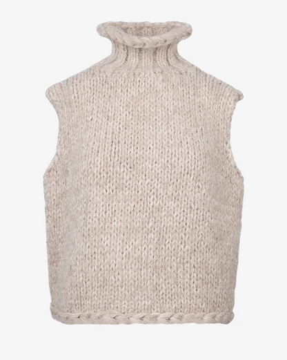 Hand-knitted Sleeveless Turtleneck Sweater